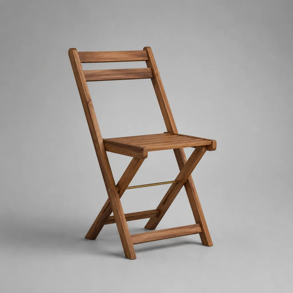 Klappbarer Gartenstuhl aus massivem Akazienholz, Braun, 47 × 56 × 87 cm